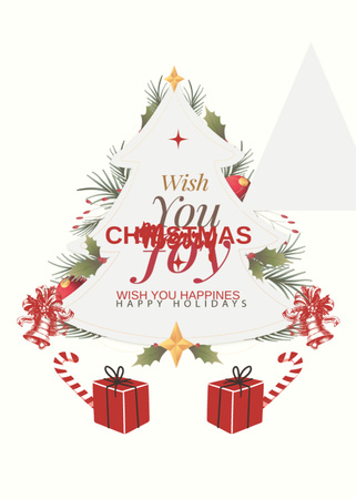 Plantilla de diseño de Christmas Cheers with Christmas Tree and Gifts Postcard 5x7in Vertical 
