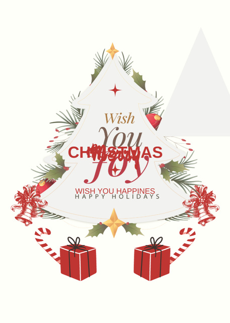 Christmas Cheers with Christmas Tree and Gifts Postcard 5x7in Vertical – шаблон для дизайна