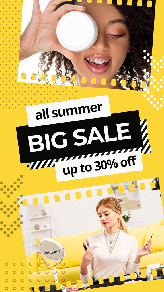 Summer Big Sale of Cosmetic Products Instagram Story Design Template