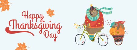 Thanksgiving Day Greeting with Cute Animals Facebook cover Design Template