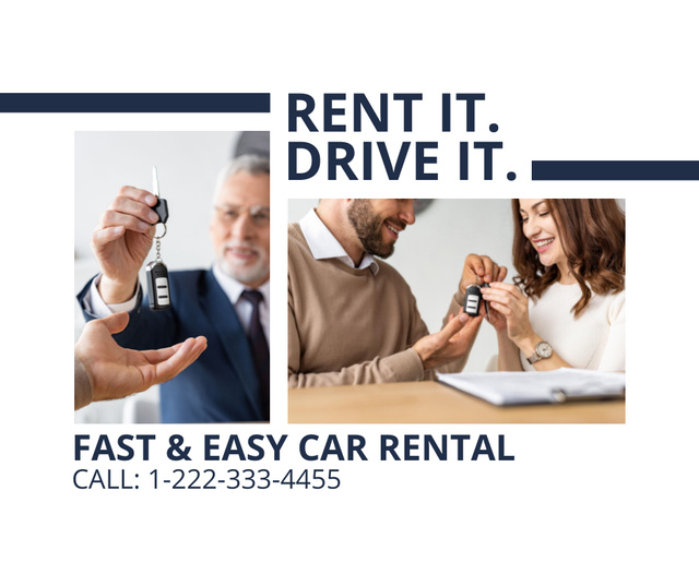 Designvorlage Car Rental Services with Collage für Facebook