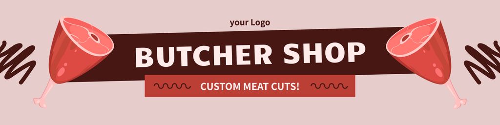 Custom Ham in Local Meat Market Twitter Πρότυπο σχεδίασης