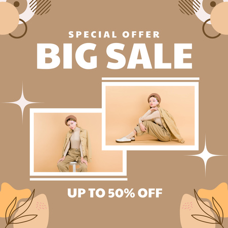 Sale Announcement with Stylish Woman Instagram Design Template