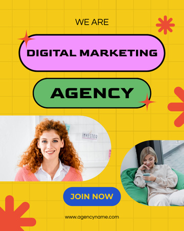 Plantilla de diseño de Propuesta de servicio de agencia de marketing con mujeres jóvenes y atractivas Instagram Post Vertical 