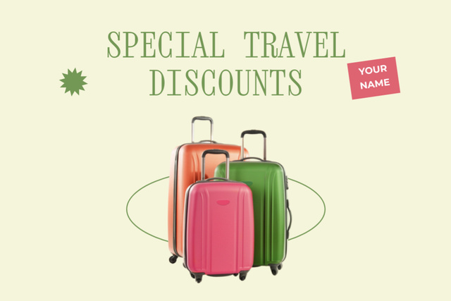 Designvorlage Offer for Stylish Travel Suitcases für Flyer 4x6in Horizontal