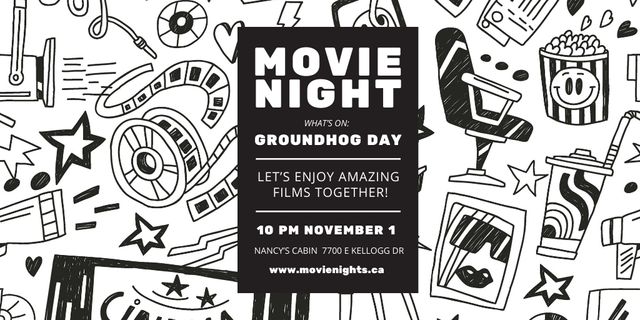 Modèle de visuel Movie Night Event Announcement with Arts Icons Pattern - Twitter