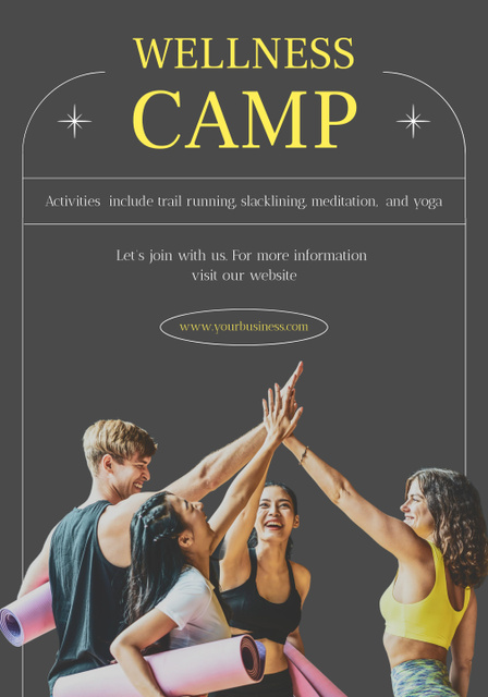 Wellness Camp Offer with Young People Poster 28x40in Šablona návrhu