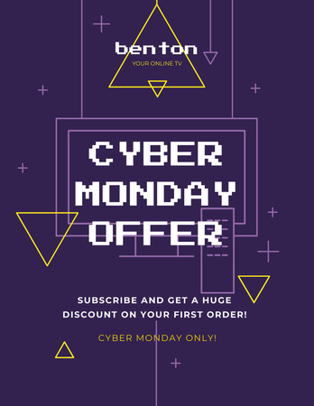 Cyber Monday Sale Digital Pattern in Purple Flyer 8.5x11in Design Template