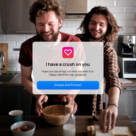 Valentine's Day Greeting with Loving Gay Couple Instagram Design Template
