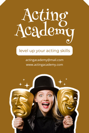 Increasing Level of Skill at Acting Courses Pinterest Design Template