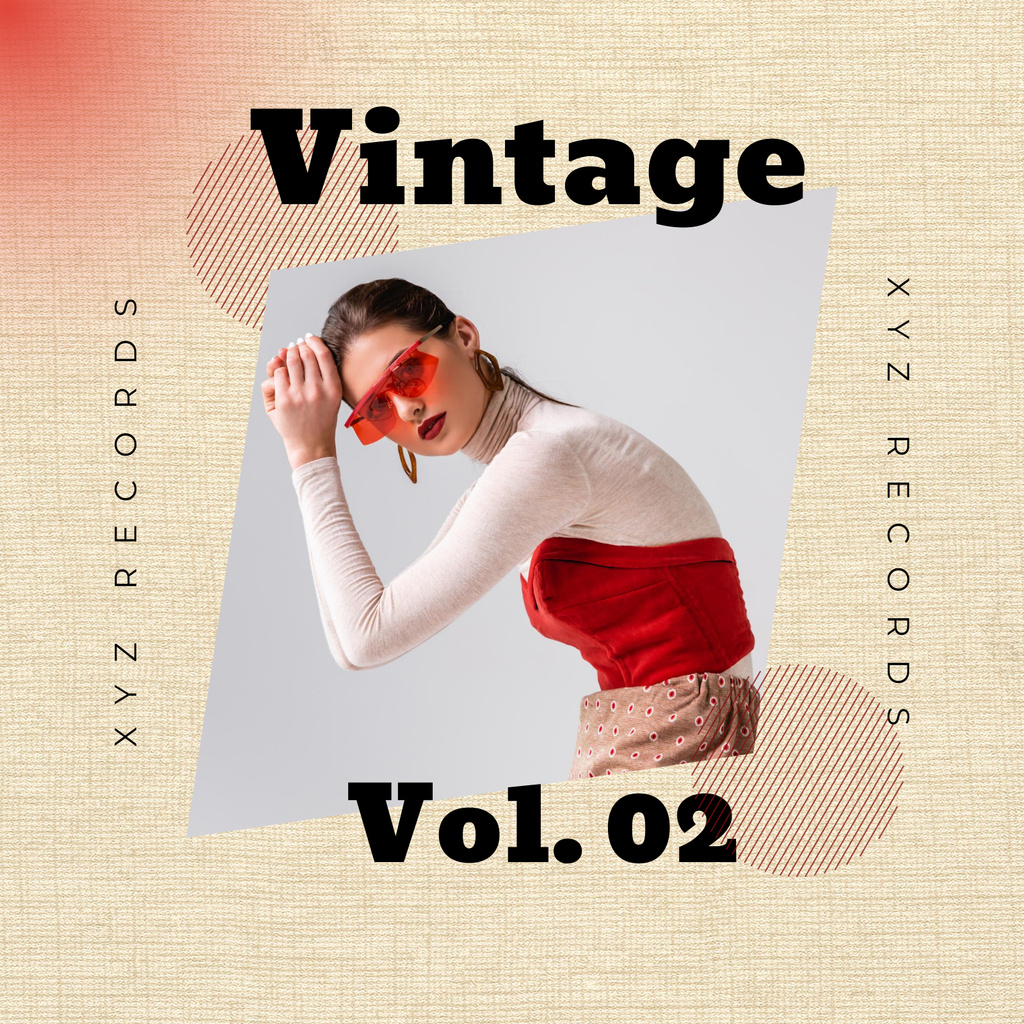stylish woman with black text and beige texture Album Coverデザインテンプレート