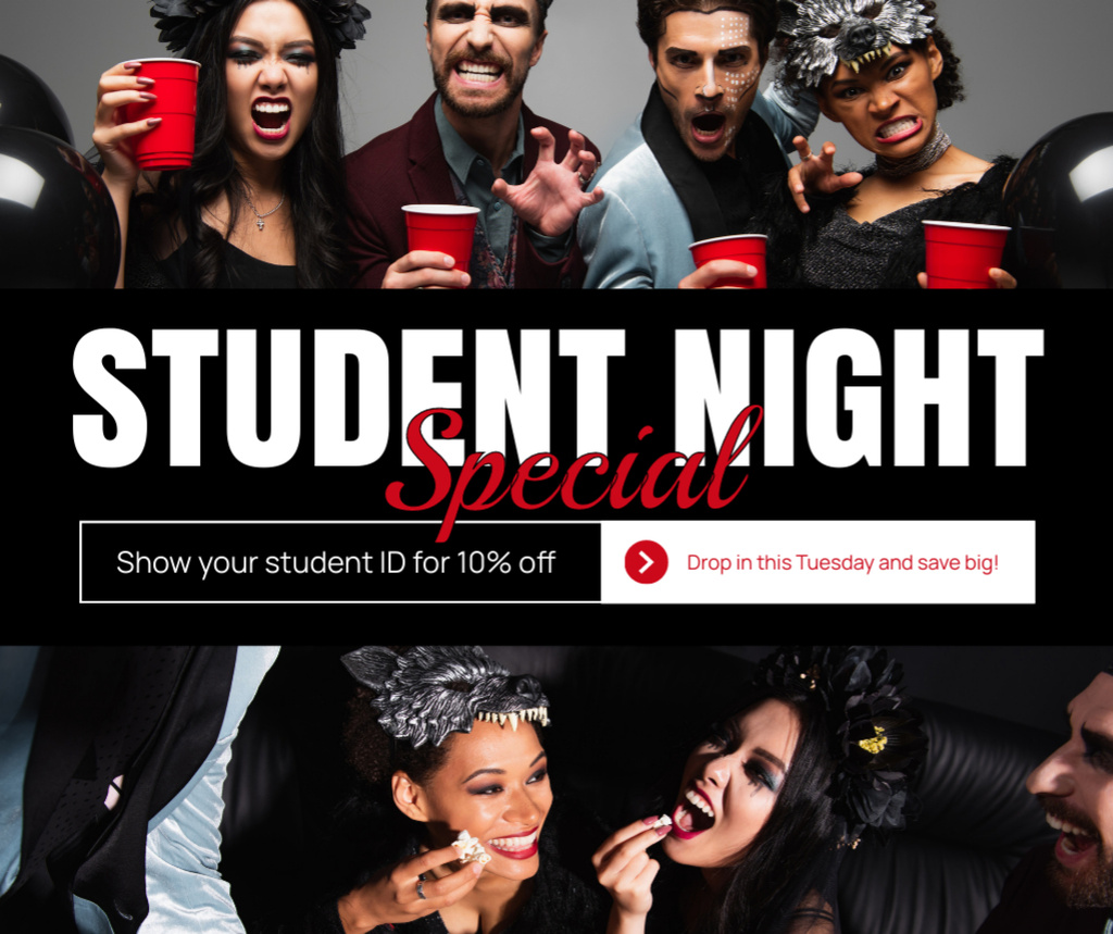 Designvorlage Special Discount on Cocktails for Students für Facebook