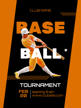 Platilla de diseño Baseball Tournament Announcement with Professional Player in Action Poster US
