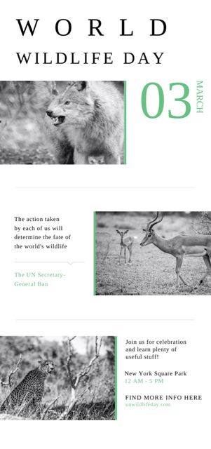 World Wildlife Day Ad with Animals in Natural Habitat Flyer DIN Largeデザインテンプレート