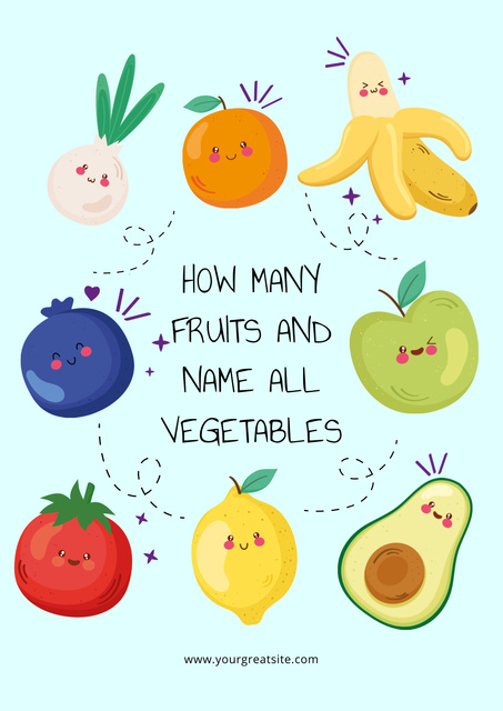 Home Education Ad with Illustration of Vegetables Poster – шаблон для дизайна