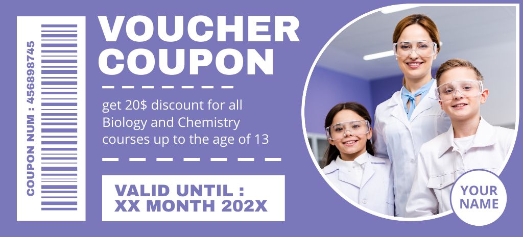 Chemistry Course Voucher Coupon 3.75x8.25inデザインテンプレート