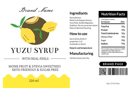 Stevia makeutettu luonnollinen hedelmäjuoma Label Design Template