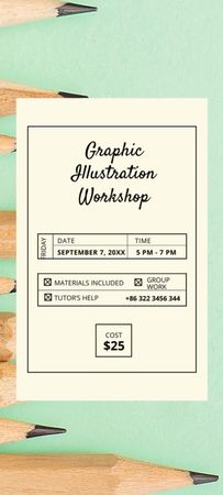 Modèle de visuel Atelier Dessin Aux Crayons Graphite - Invitation 9.5x21cm