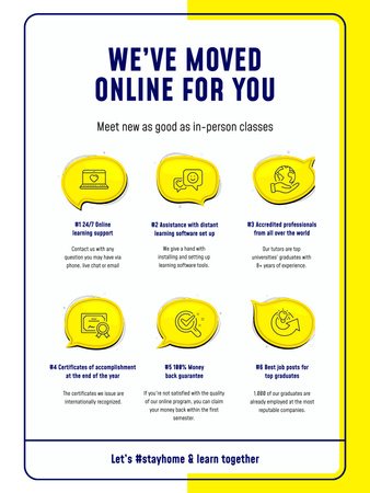 Designvorlage Online Education Courses Ad with Benefits für Poster 36x48in