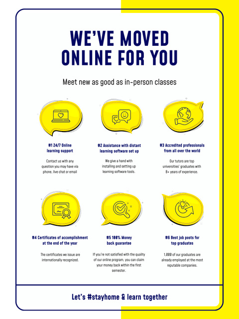 Online Education Courses Ad with Benefits Poster 36x48in Design Template