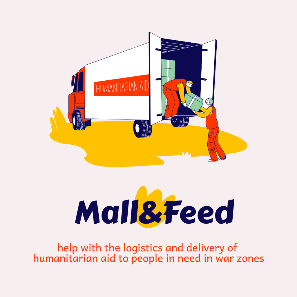 Modèle de visuel Humanitarian Help With Logistics And Delivery During War in Ukraine - Instagram
