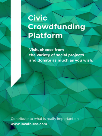 Designvorlage Crowdfunding-Plattform-Anzeige auf Steinmuster für Poster US