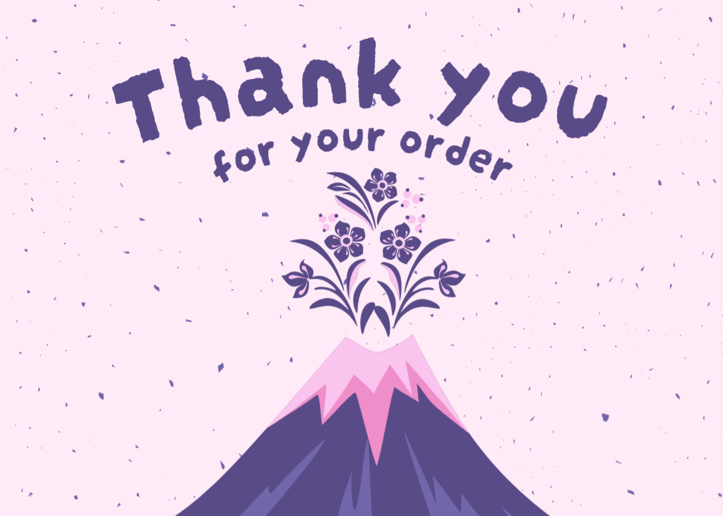 Thank You Letter for Order with Volcano Flowers Postcard 5x7inデザインテンプレート