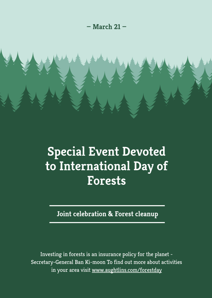 International Day of Forests Event Announcement Postcard A6 Vertical Tasarım Şablonu