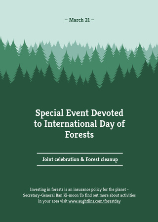 International Day of Forests Event Announcement Postcard A6 Vertical – шаблон для дизайна