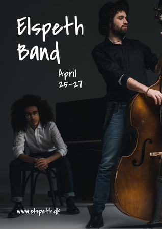 Concert Announcement with Rock Band Rehearsing Flyer A4 Tasarım Şablonu