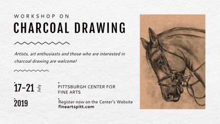 Drawing Workshop Announcement Horse Image Title Modelo de Design