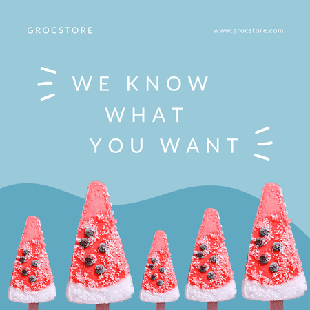Yummy Watermelon Ice Cream Instagram AD Design Template