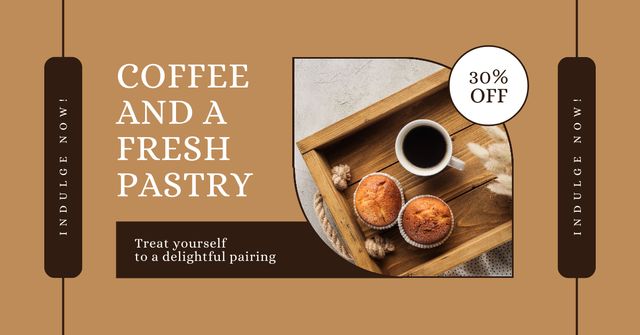 Yummy Cupcakes And Rich Coffee At Discounted Rates Facebook AD Design Template