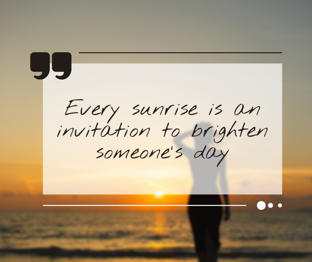Inspirational Quote with Woman watching Sunrise Facebook Design Template