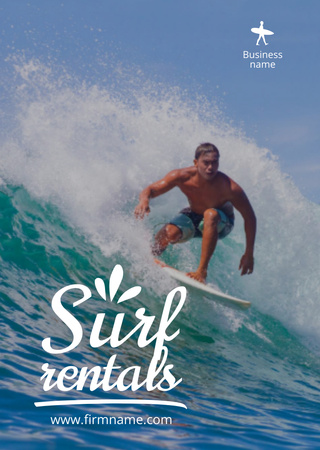 Surf Rentals Offer Postcard A6 Vertical Design Template