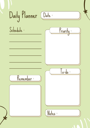 Daily Goal Planner in Light Green Schedule Planner Design Template