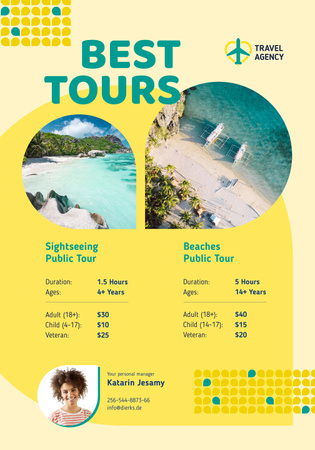 Travel Tour Offer with Sea Coast Views Poster 28x40in Modelo de Design
