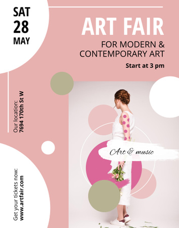 Modern Art Fair Announcement In Pink In Spring Poster 22x28in Design Template