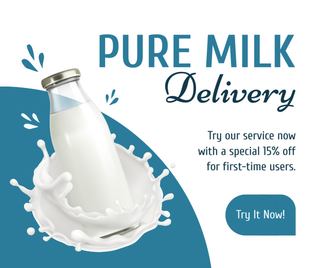 Pure Milk Delivery Offers Facebook Design Template