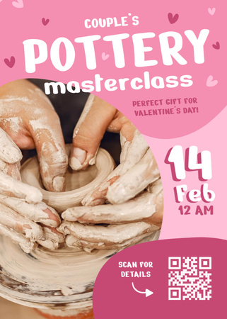 Platilla de diseño Pottery Masterclass on Valentine's Day Flayer
