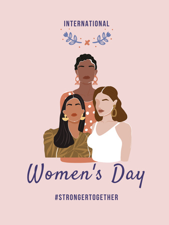 Beautiful Diverse Women on Women's Day Poster US Design Template