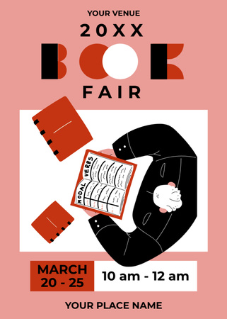 Platilla de diseño Book Fair Ad in Bauhaus Style Flayer