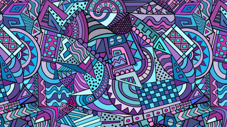Bright Psychedelic Illustration Zoom Background Design Template