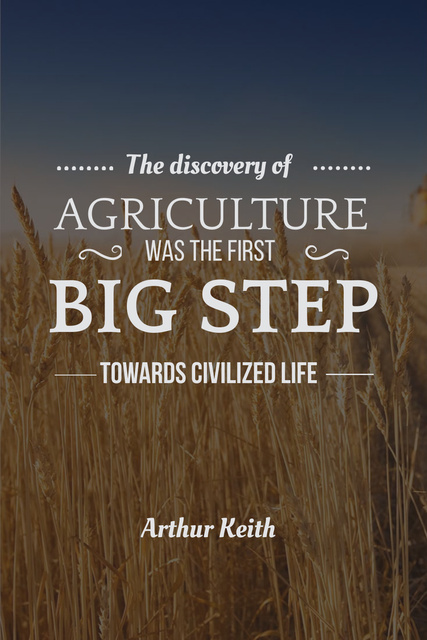 Ontwerpsjabloon van Pinterest van Agricultural quote with field of wheat