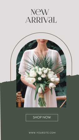 Woman In Dress With Bouquet Instagram Story Design Template