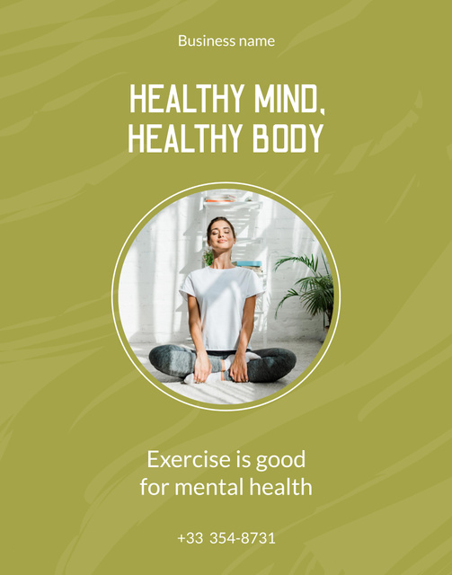 Wellness for Mind and Body Offer on Green Poster 22x28in Šablona návrhu