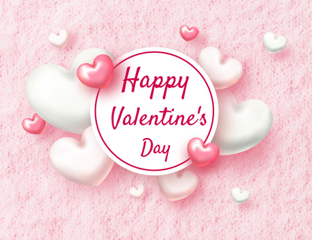 Designvorlage Charming Valentine's Day Message With Hearts für Thank You Card 5.5x4in Horizontal