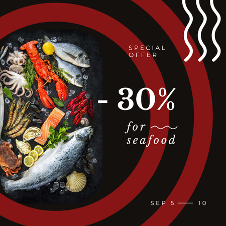 Restaurant Offer Assorted Fish and Seafood Instagram AD Design Template
