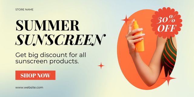 Sunscreen Lotions Discount Twitter Design Template