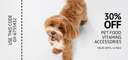 Ontwerpsjabloon van Coupon Din Large van Kortingsbon voor diervoeding en accessoires met mooie hond